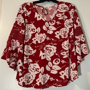 Jon & Anna - Floral Red and White Women's Top